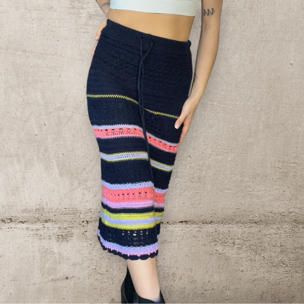 Anthropologie Maeve Antonella Crochet Midi Skirt Striped Bohemian Coquette